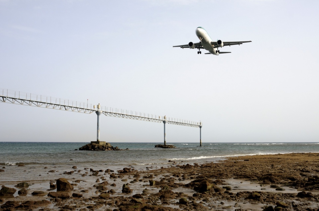 'Civil aircraft taking off at an airfield in Lanzarote' - Isole Canarie