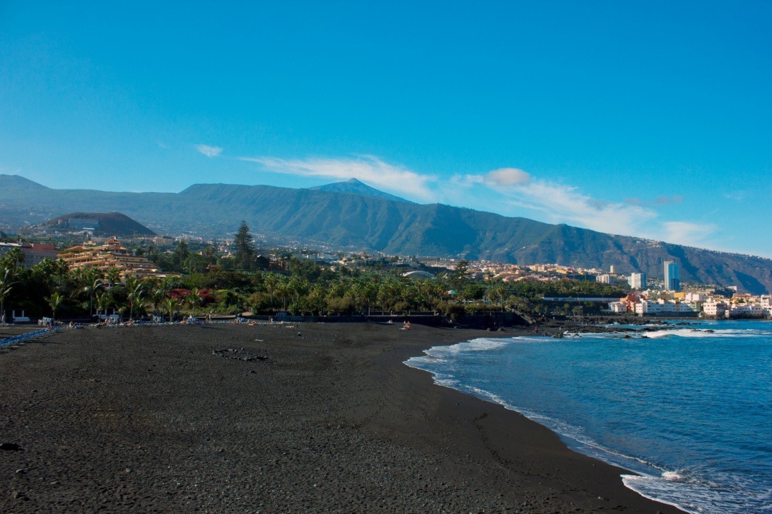 black sand of playa Jardin,Puerto de la Cruz, Tenerife, Spain