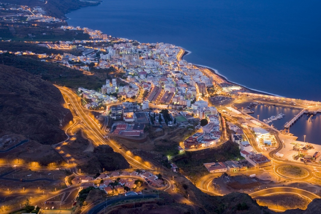 'Aerial night view of Santa Cruz, La Palma' - Isole Canarie